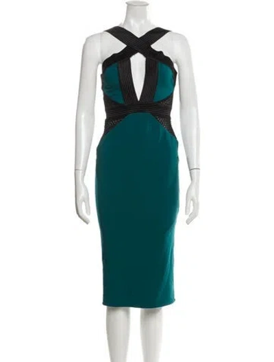 Pre-owned Michael Costello X Revolve Halterneck Midi Length Dress In Green