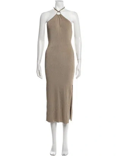 Pre-owned Michael Costello X Revolve Halterneck Midi Length Dress In Neutrals