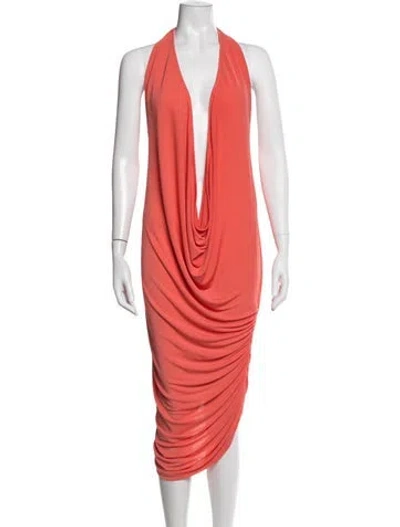 Pre-owned Michael Costello X Revolve Halterneck Midi Length Dress In Orange