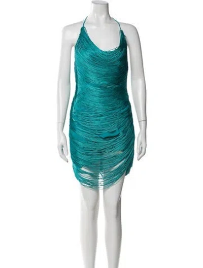 Pre-owned Michael Costello X Revolve Halterneck Mini Dress In Blue