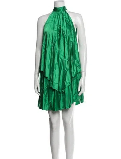 Pre-owned Michael Costello X Revolve Halterneck Mini Dress In Green