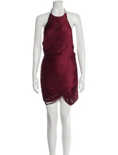 Pre-owned Michael Costello X Revolve Halterneck Mini Dress W/ Tags In Burgundy