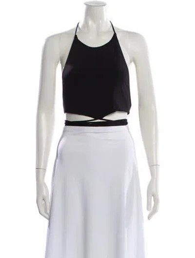 Pre-owned Michael Costello X Revolve Halterneck Sleeveless Crop Top In Black