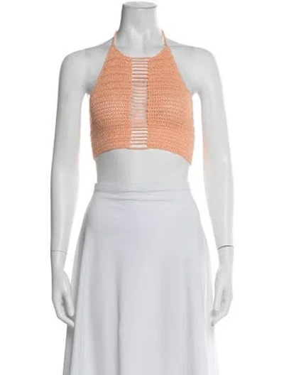 Pre-owned Michael Costello X Revolve Halterneck Sleeveless Crop Top W/ Tags In Green