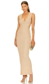 Michael Costello Kyle Maxi Dress In Beige