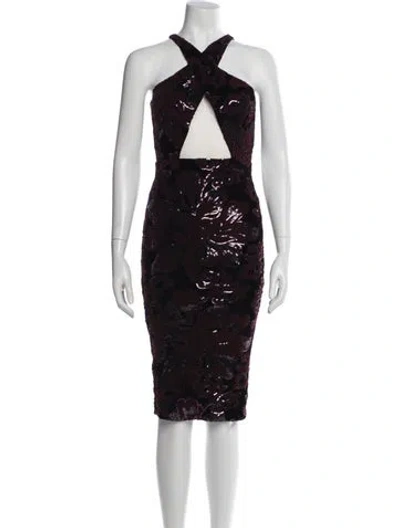 Pre-owned Michael Costello X Revolve Lace Pattern Knee-length Dress In Purple