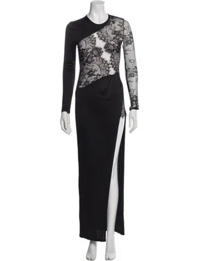 Pre-owned Michael Costello X Revolve Lace Pattern Long Dress In Black