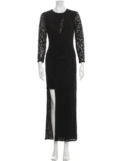 Pre-owned Michael Costello X Revolve Lace Pattern Long Dress In Black