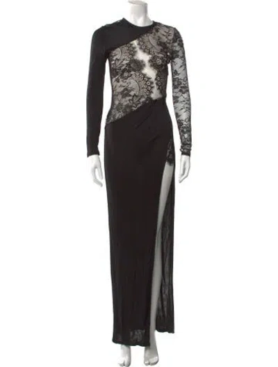 Pre-owned Michael Costello X Revolve Lace Pattern Long Dress In Black