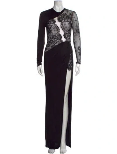 Pre-owned Michael Costello X Revolve Lace Pattern Long Dress In Black