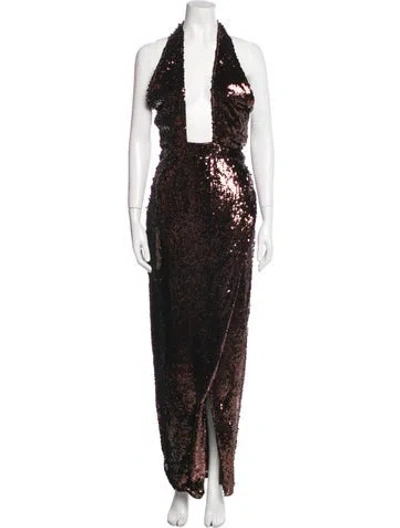 Pre-owned Michael Costello X Revolve Lace Pattern Long Dress In Brown