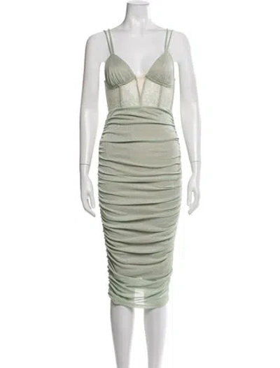 Pre-owned Michael Costello X Revolve Lace Pattern Midi Length Dress In Green