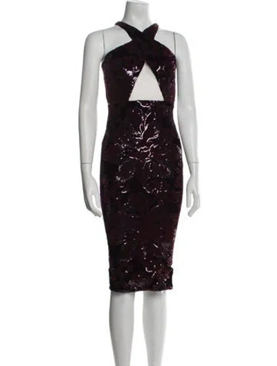 Pre-owned Michael Costello X Revolve Lace Pattern Midi Length Dress W/ Tags In Purple