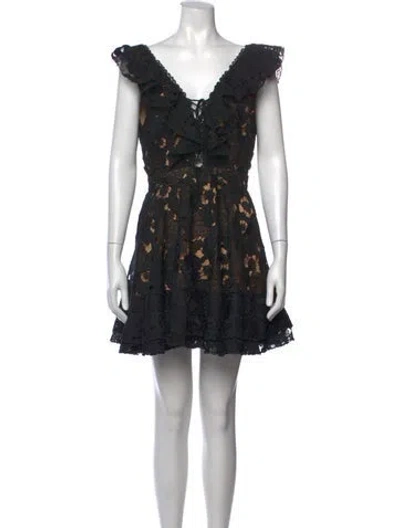 Pre-owned Michael Costello X Revolve Lace Pattern Mini Dress In Black
