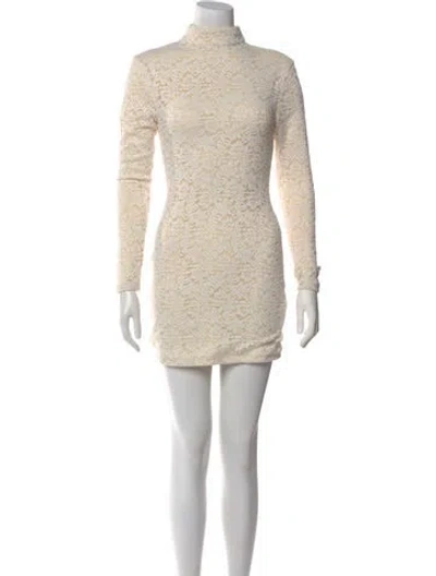 Pre-owned Michael Costello X Revolve Lace Pattern Mini Dress In Neutral
