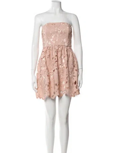 Pre-owned Michael Costello X Revolve Lace Pattern Mini Dress In Pink