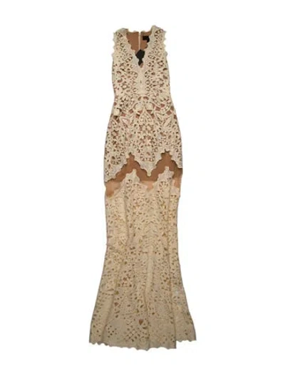 Pre-owned Michael Costello X Revolve Lace Pattern Mini Dress W/ Tags In Neutral