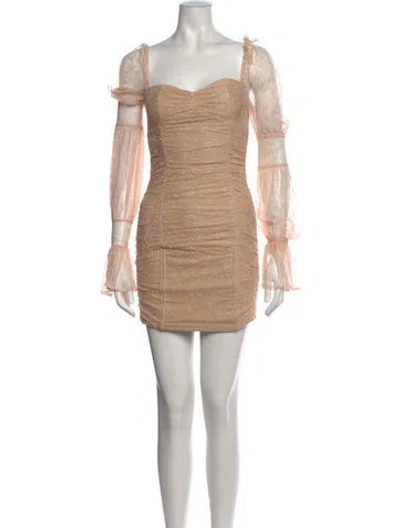 Pre-owned Michael Costello X Revolve Lace Pattern Mini Dress W/ Tags In Neutrals