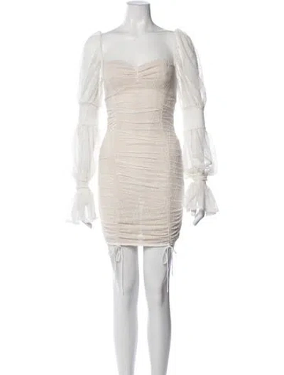 Pre-owned Michael Costello X Revolve Lace Pattern Mini Dress In White