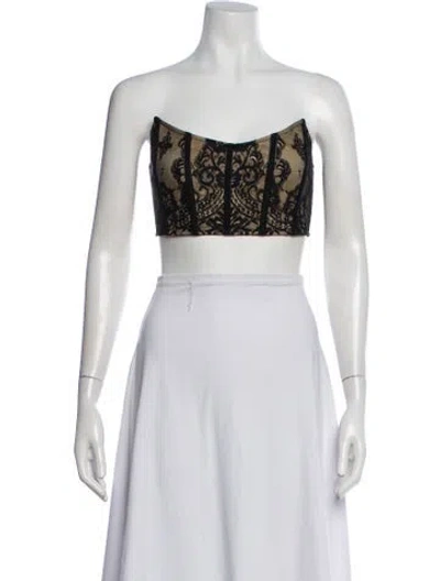 Pre-owned Michael Costello X Revolve Lace Pattern Strapless Crop Top In Multicolor
