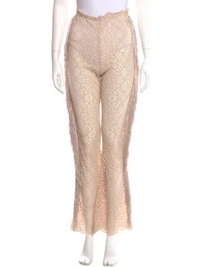 Pre-owned Michael Costello X Revolve Lace Pattern Wide Leg Pants In Neutral