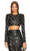 Michael Costello X Revolve Leonie Crop Top In Black & Silver