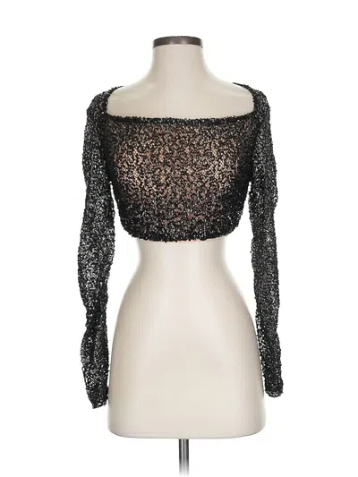 Pre-owned Michael Costello X Revolve Long Sleeve Top Black Sweetheart Neckline Tops