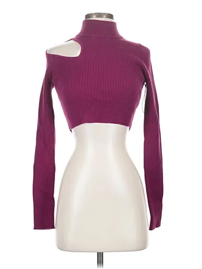 Pre-owned Michael Costello X Revolve Long Sleeve Top Burgundy One Shoulder Neckline Tops