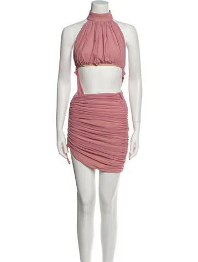 Pre-owned Michael Costello X Revolve Mock Neck Knee-length Dress In Pink