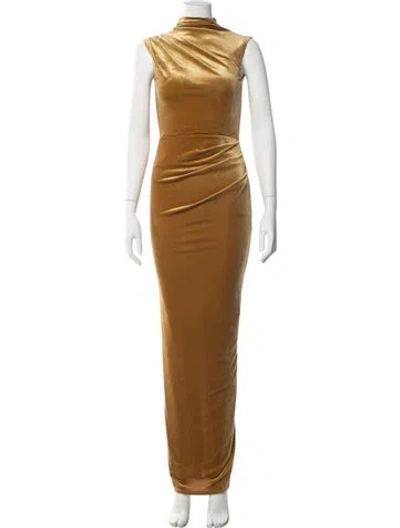 Pre-owned Michael Costello X Revolve Mock Neck Long Dress In Brown