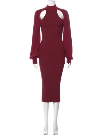 Pre-owned Michael Costello X Revolve Mock Neck Long Dress In Burgundy