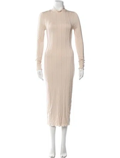 Pre-owned Michael Costello X Revolve Mock Neck Long Dress In Neutral