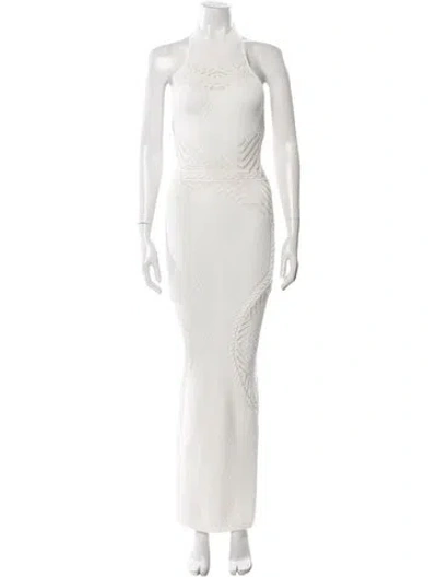 Pre-owned Michael Costello X Revolve Mock Neck Long Dress In White
