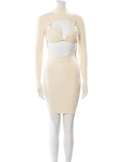 Pre-owned Michael Costello X Revolve Mock Neck Mini Dress In Neutral