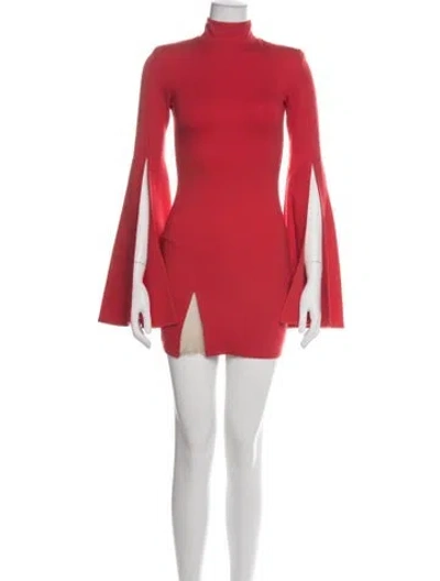 Pre-owned Michael Costello X Revolve Mock Neck Mini Dress In Red