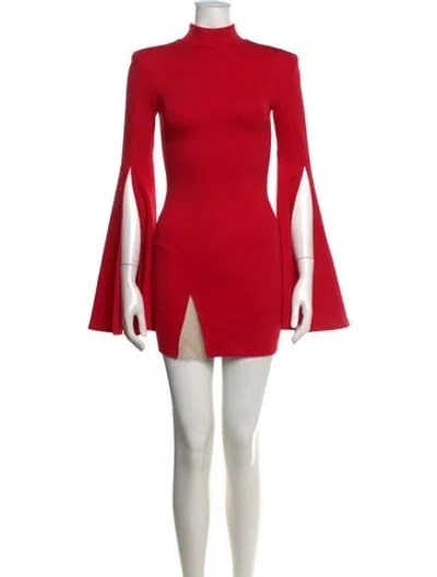 Pre-owned Michael Costello X Revolve Mock Neck Mini Dress In Red