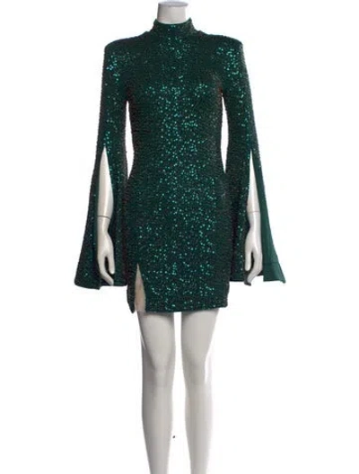 Pre-owned Michael Costello X Revolve Mock Neck Mini Dress W/ Tags In Green