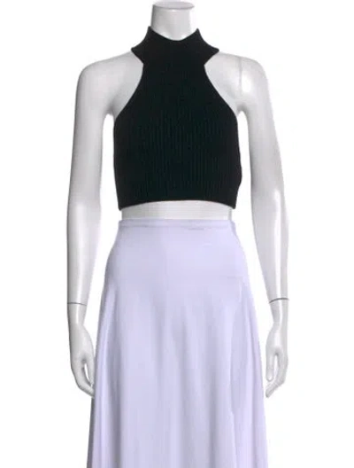 Pre-owned Michael Costello X Revolve Mock Neck Sleeveless Crop Top In Black