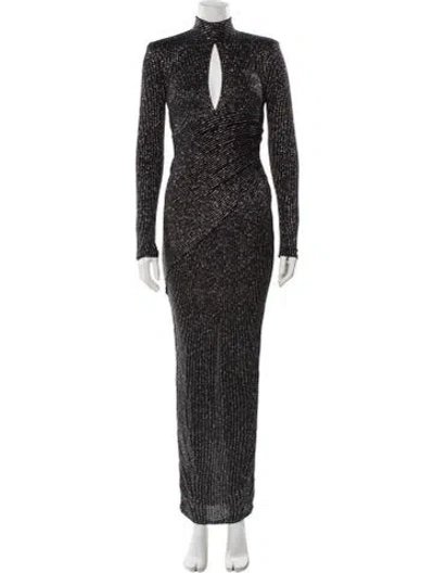 Pre-owned Michael Costello X Revolve Nylon Long Dress In Black/metallic