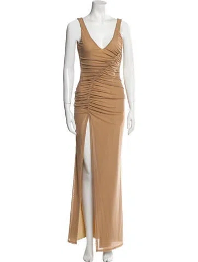 Pre-owned Michael Costello X Revolve Nylon Long Dress In Neutral