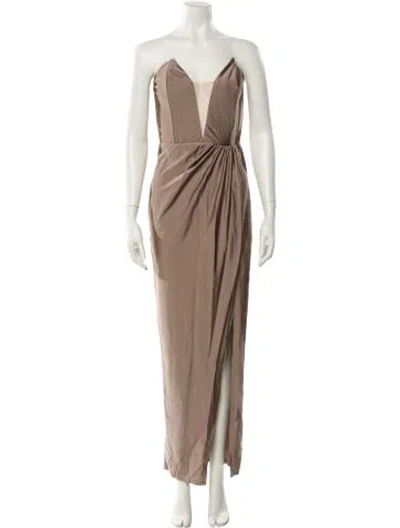 Pre-owned Michael Costello X Revolve Nylon Long Dress In Neutral