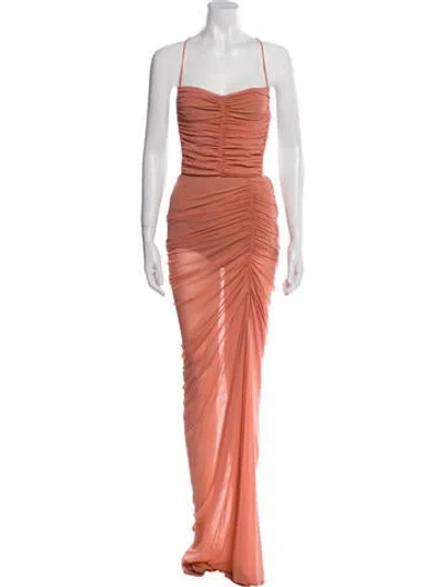 Pre-owned Michael Costello X Revolve Nylon Long Dress In Pink