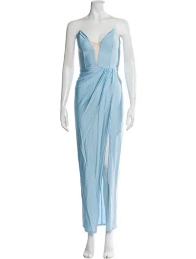 Pre-owned Michael Costello X Revolve Nylon Long Dress W/ Tags In Blue
