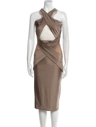 Pre-owned Michael Costello X Revolve Nylon Midi Length Dress W/ Tags In Neutral