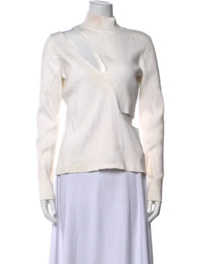 Pre-owned Michael Costello X Revolve Nylon Mock Neck Top In White