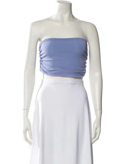 Pre-owned Michael Costello X Revolve Nylon Strapless Crop Top In Blue