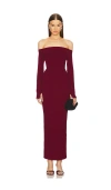Michael Costello X Revolve Off Shoulder Bodycon Maxi Dress In Burgundy