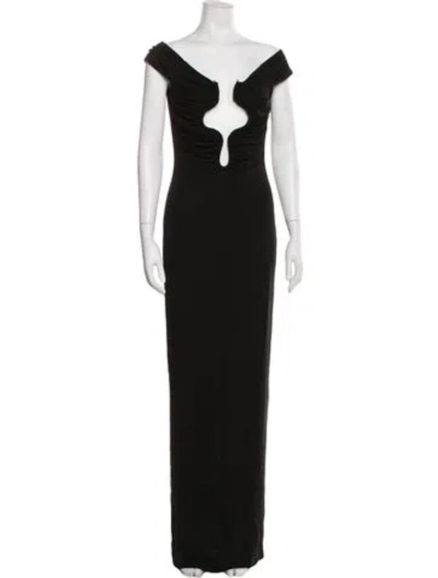 Pre-owned Michael Costello X Revolve Off-the-shoulder Long Dress In Black