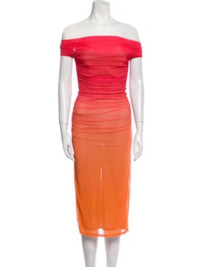 Pre-owned Michael Costello X Revolve Off-the-shoulder Midi Length Dress In Red