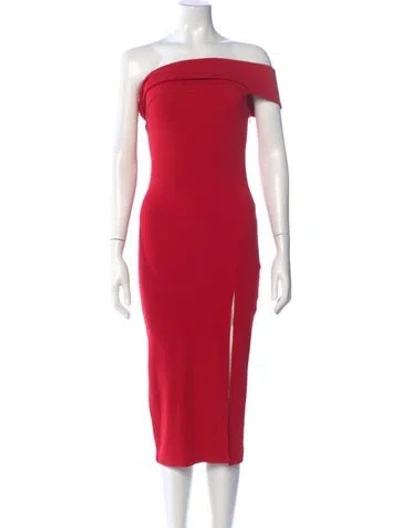 Pre-owned Michael Costello X Revolve Off-the-shoulder Midi Length Dress In Red